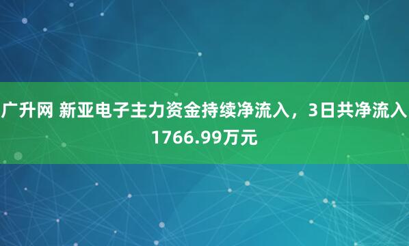 广升网 新亚电子主力资金持续净流入，3日共净流入1766.99万元