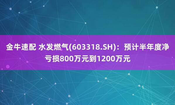 金牛速配 水发燃气(603318.SH)：预计半年度净亏损800万元到1200万元